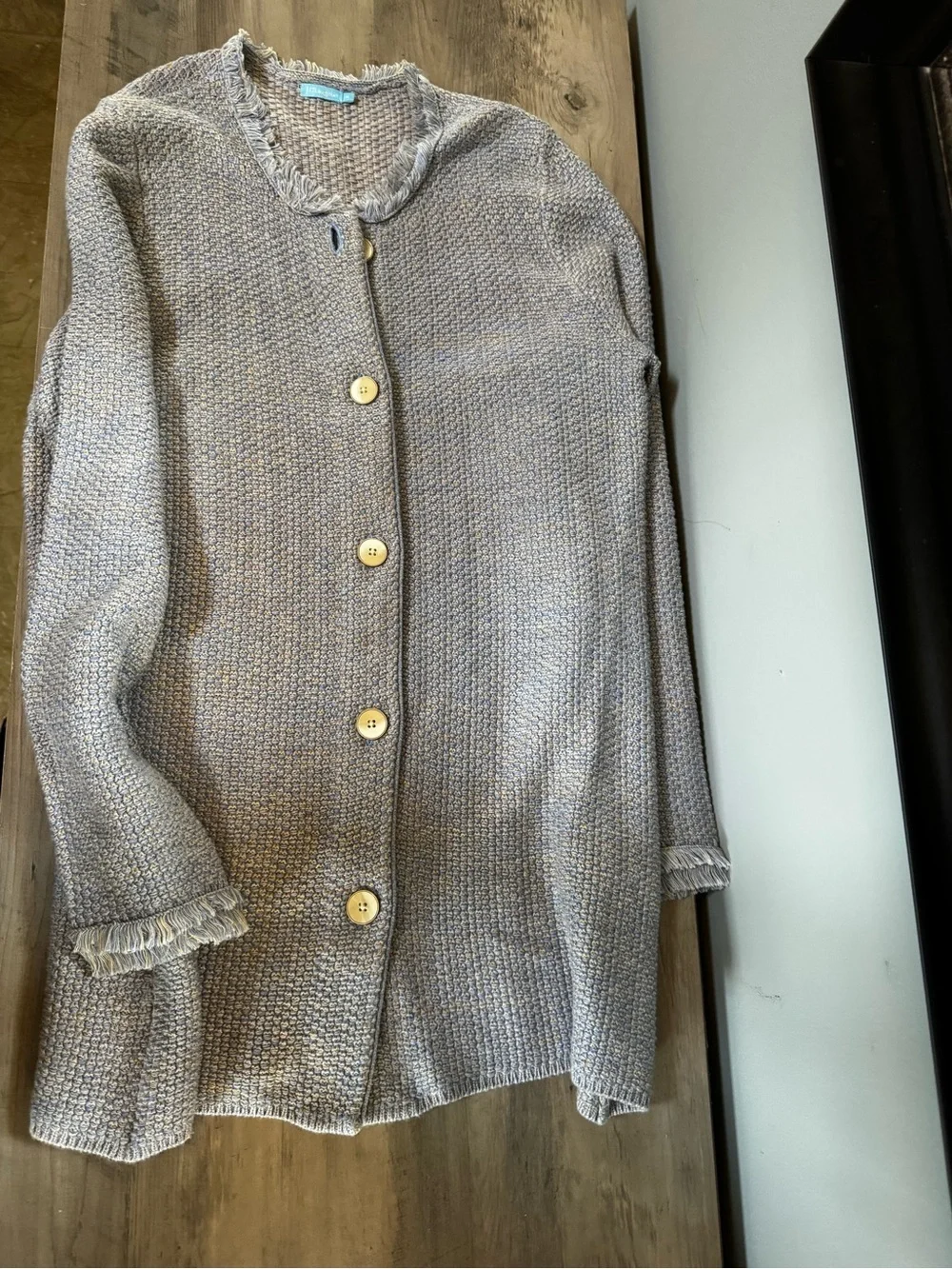 J. McLaughlin Woven Gray Knit Sweater - Picture 2 of 8
